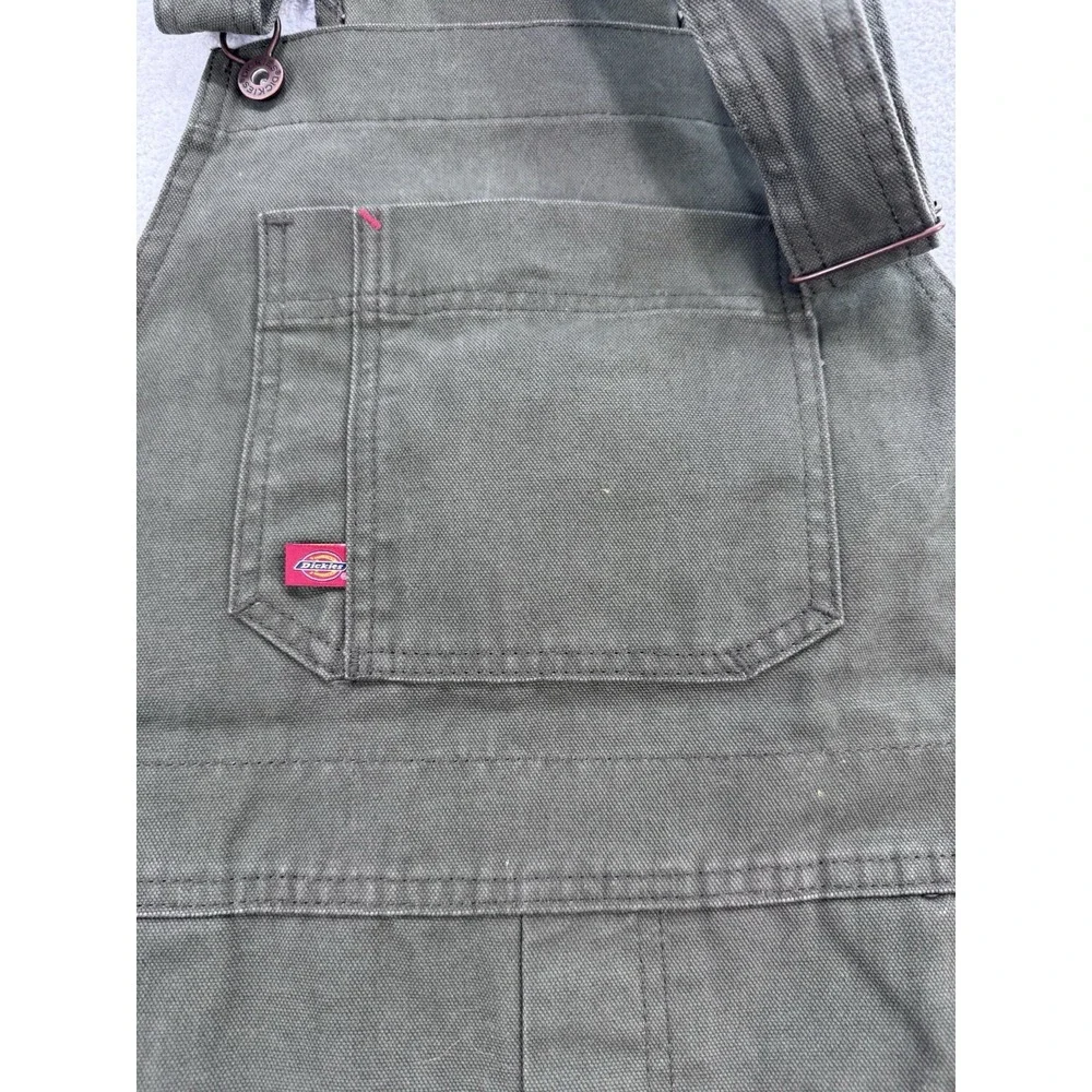 Dickies Bib Overalls Women M Mil Green Straight Duck Denim 36x32 Work Utility